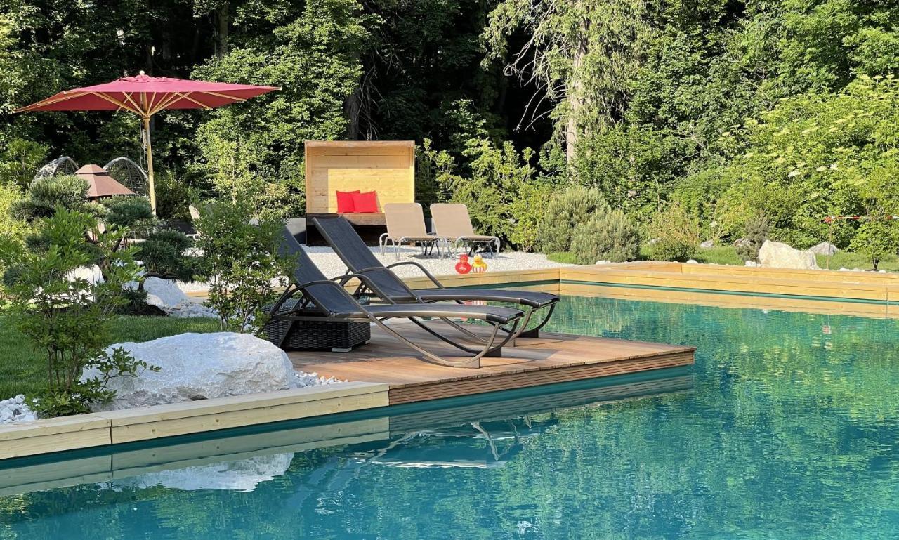 Bayern Resort Hotel - Adults Only - Mit Zugspitzblick - Eibsee-Naehe - Wellnessbereich - Naturpool Im Sommer Грайнау Экстерьер фото